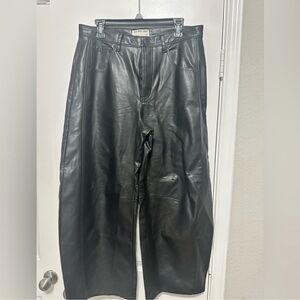 Free People Black Leather Barrel Jeans